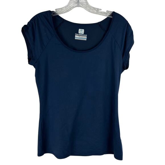 Columbia Womens Omni Freeze Short Sleeve Shirt Size Small Blue Stretch - Picture 1 of 5